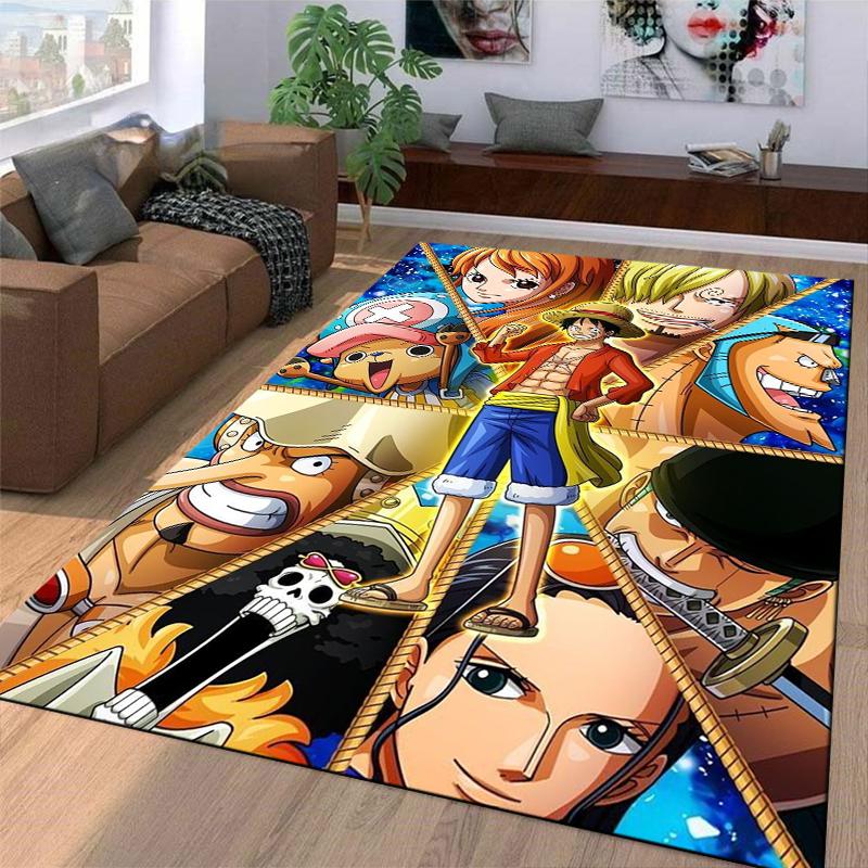 "One Piece Anime Carpet Featuring Straw Hat Crew Characters Design" Suitable for use as an anti-slip for living room bedroom sofas