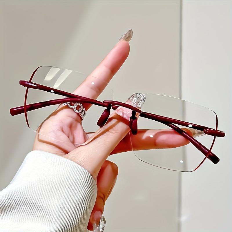 Elegant Frameless Oversized Square Reading Glasses for Unisex Anti-Fatigue, High-Quality PC Material,Comfortable Reading Glasses
