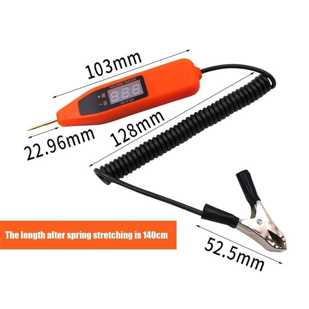 Voltage Tester Pen, Electrical Tester Pen With Copper Clip, Pen Tip Cover, Spiral Line Heavy Duty Circuit Tester For Trailers, Trucks, Cars