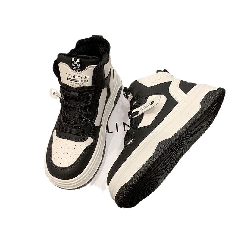 High-top shoes women's velvet warm thick baseplate shoes 2025 winter new Korean version casual sports shoes women