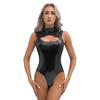 Women One Piece Swimsuits Sleeveless Glossy Swimwear Jumpsuit Leotard Nightclub Performance Costume