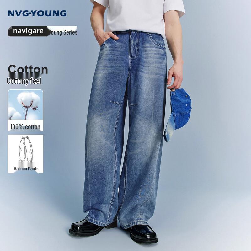 

NVG·YOUNG Men s Premium Washed Gradient Straight-Leg Denim Jeans 34