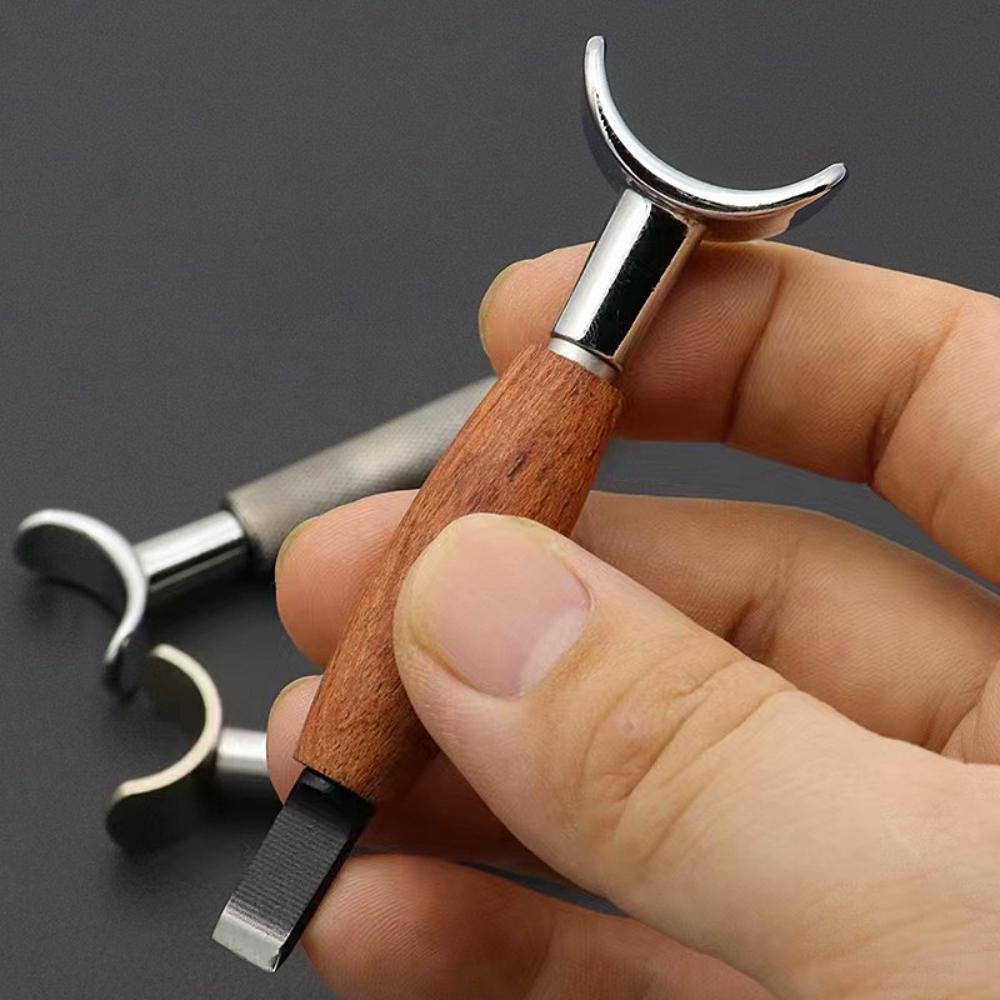 Leather Carving Rotary Knife Handmade DIY Stainless Steel Pear Wood Handle With Adjustable Height Vegetable Tanning Tool Knife