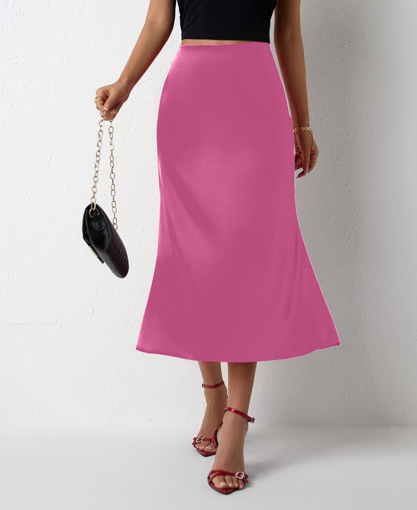 Europejska i Amerykańska Damska Satynowa Spódnica Midi Syrenka - Nowa Kolekcja Wiosna/Lato