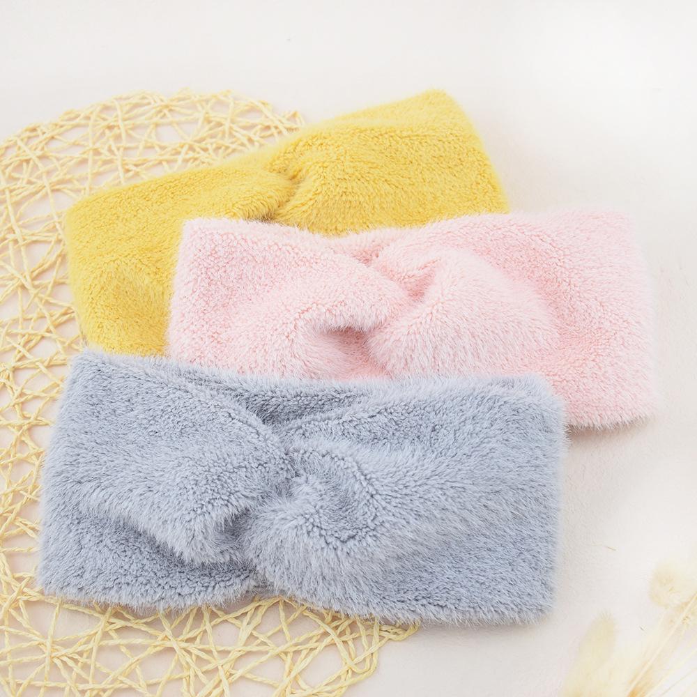 Europeisk og amerikansk plysj kryssstrikket pannebånd: Varme høst/vinter ørevarmere og hårtilbehør