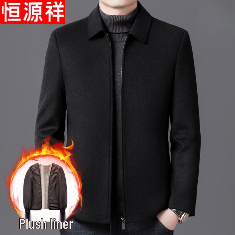 Hengyuanxiang Men s Wool Blend Lapel Jacket L