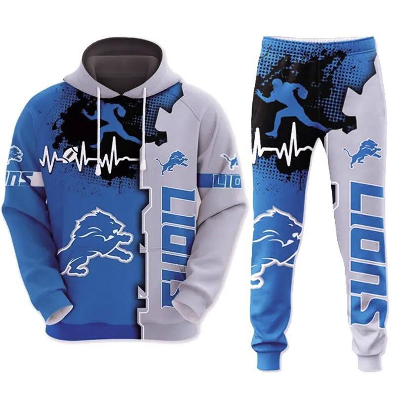 NFL Football Tracksuit Set 3D Print Hoodie Loose Pants Mens Sportswear