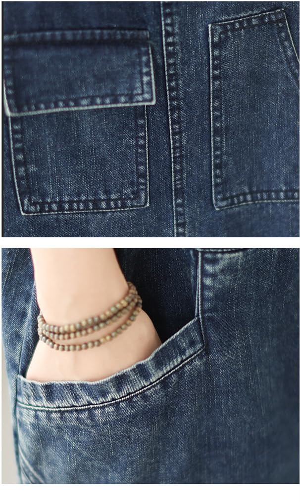 Mouhoukyo Denim Lang Damen Overall, Hose, Hose, Figurumspielender Einteiler, M-2XL (Gezeigte Farbe, 2XL)