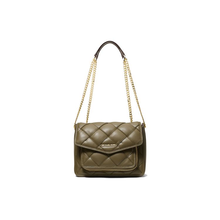 

Michael Kors Mk Regina Large Diamond Quilted Shoulder Bag Logo Flap Commuter Crossbody Bag Women shoulder bag Olive-Green 35S1GU7L8U-342 Basic Set (Bag+Dust Bag)