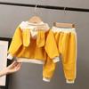 Frühlings- und Herbstanzug Kinderkleidung Mädchen Pullover Kapuzenpullover Kinder Baby Mode Druck Nähte Kleine Mädchen Kleidung Zweiteiliges Set