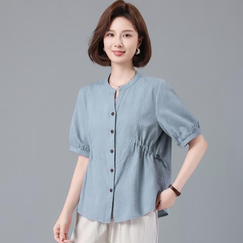 Langsha Women's Loose Cotton Short Sleeve Shirt