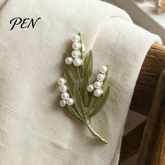 Plants Lapel Accessory Faux Pearl Leaf Brooch for Women, Vintage Theme Pin, Nature Inspired Clothing Jewelry Wedding Party Prom Women