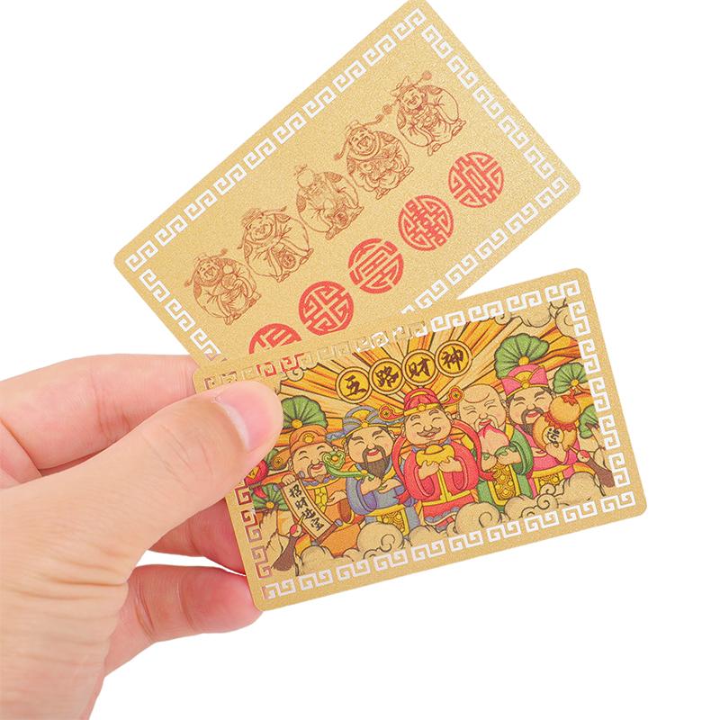 Čínský Feng Shui Měděný Bůh Bohatství Buddha Amulety Karta Pro Podnikání Pěticestná Fortuna Poklad Šťastná Domácí Dekorace