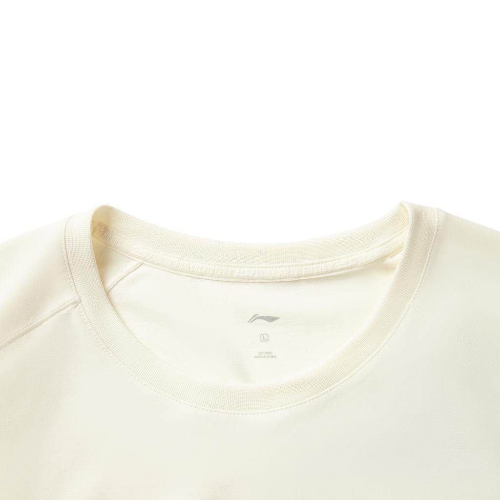 Li Ning Running Series Sport Casual Simple Round Neck Pullover Letter Long Sleeve T-Shirt Men Tops Off-White ATLV127-11