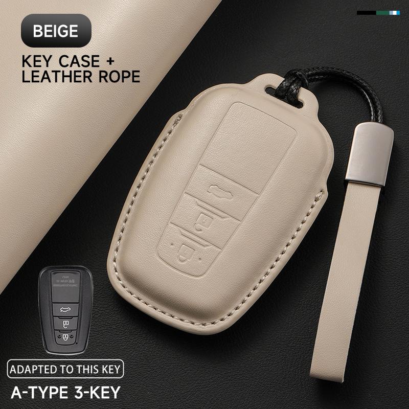 Genuine Leather Car Key Case Cover Key Bag For 7HES Crown Hilux Prius Camry Corolla CHR C-HR RAV4 Land Protect Set Accessories HGL3