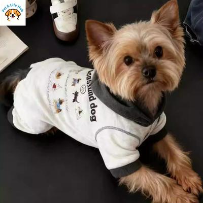 Dog Sweatshirt for Spring and Autumn, Small-sized Dog Four-legged Coat with Cartoon Print, Pet Clothing Pet Supplies Dog Costume