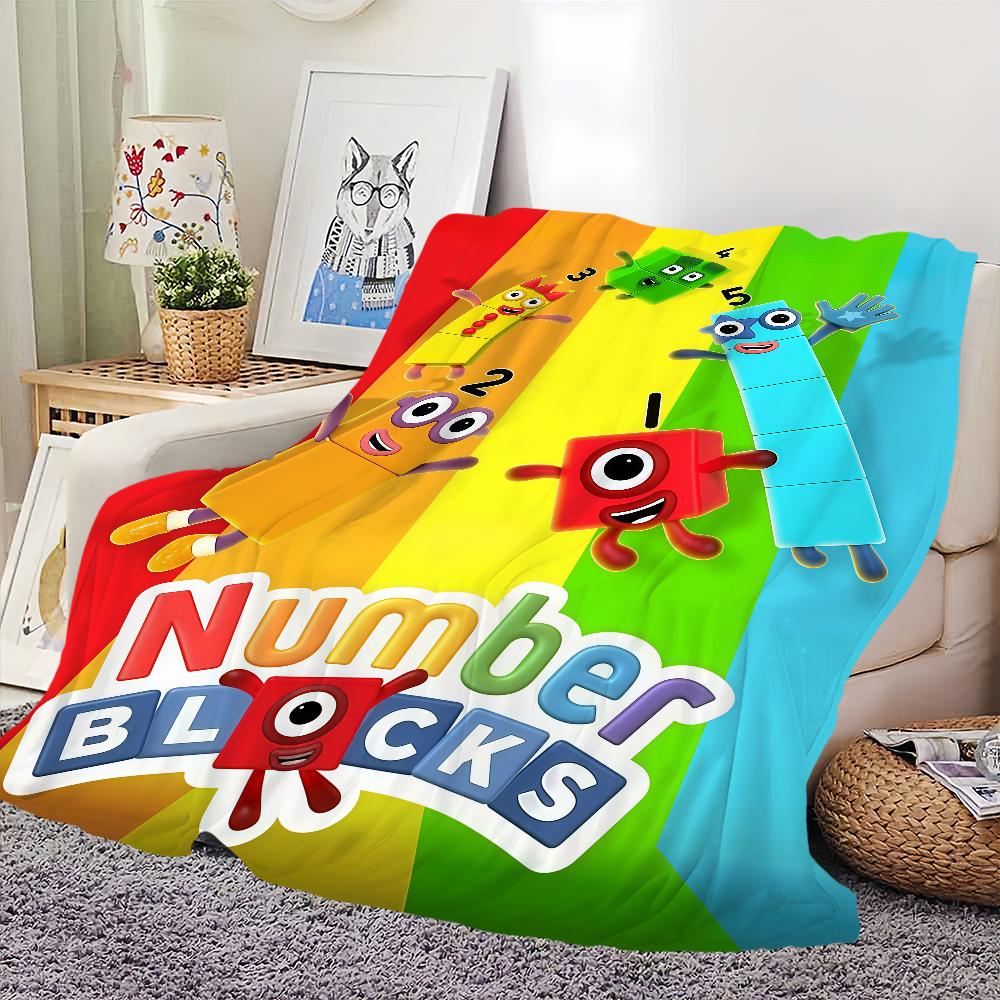 Creative Homewares Unisex Classic Cartoon Blanket For Soft Throw Blanket For Picnic Bed N-Numbers B-Blocks Sofa Home Bedroom Cozy Warm Comfortable