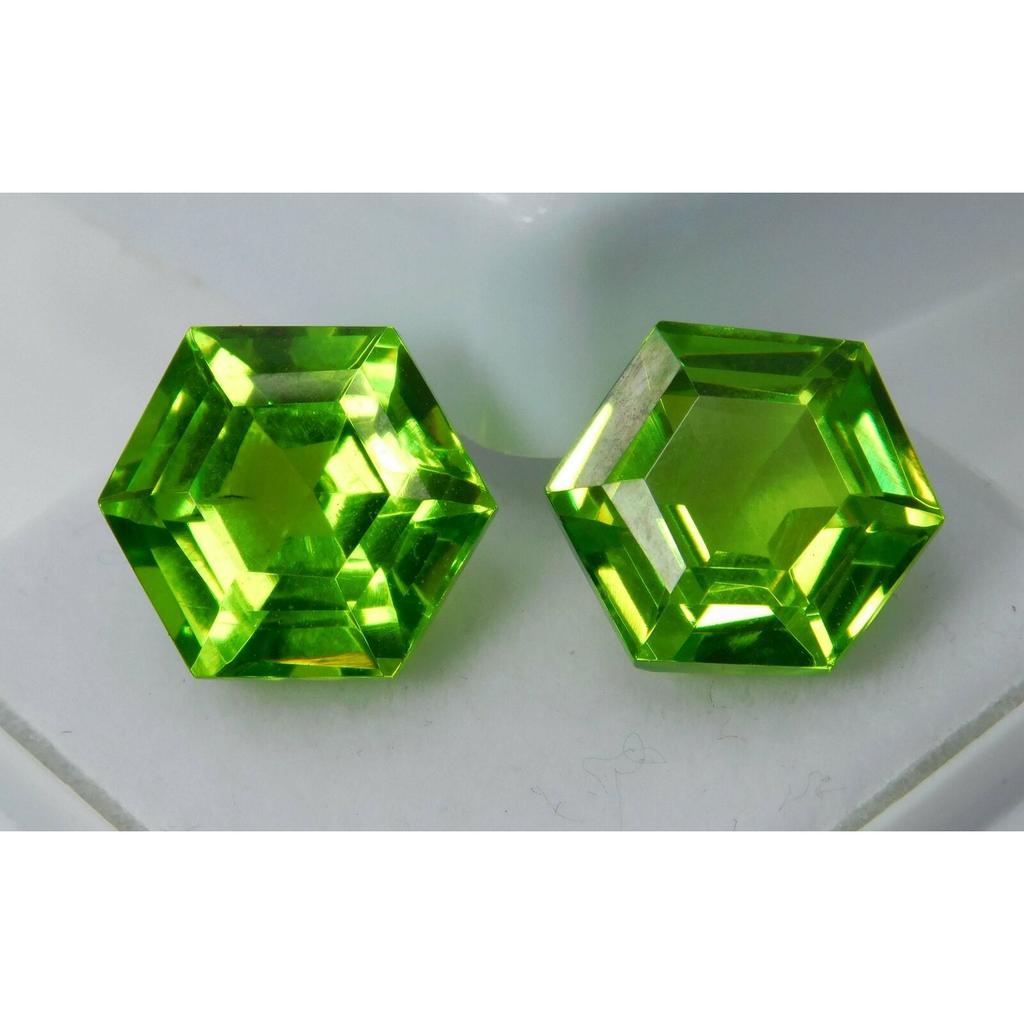 NATURAL Peridot FANCY CUT 16.00 Ct Faceted Gemstone Best Quality Pair