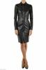 Black Formal Girl Dress Genuine Lambskin Dress Women Leather Frok Button Closure