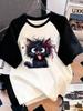 T-shirt Fashion Black Cat Red Bow T-shirt Short Sleeve Top Spring/Summer Women's Wear
