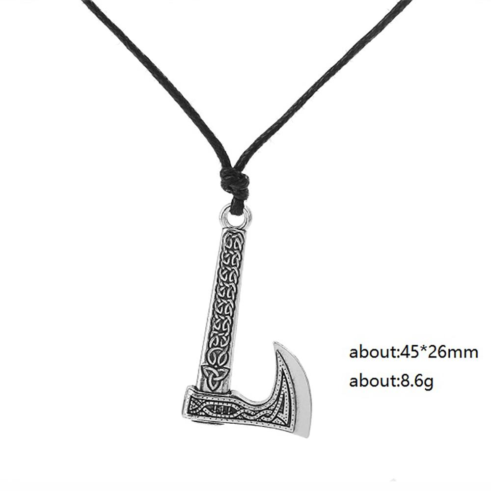 Viking Axe Necklace for Men Norse Runes Compass Pendant Vintage Amulet Jewelry Male Boy Gifts