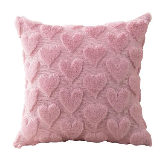 Plush Love Heart Cushion Cover Valentine's Day Throw Pillow Cover Love Heart Pattern Decorative Pillowcase