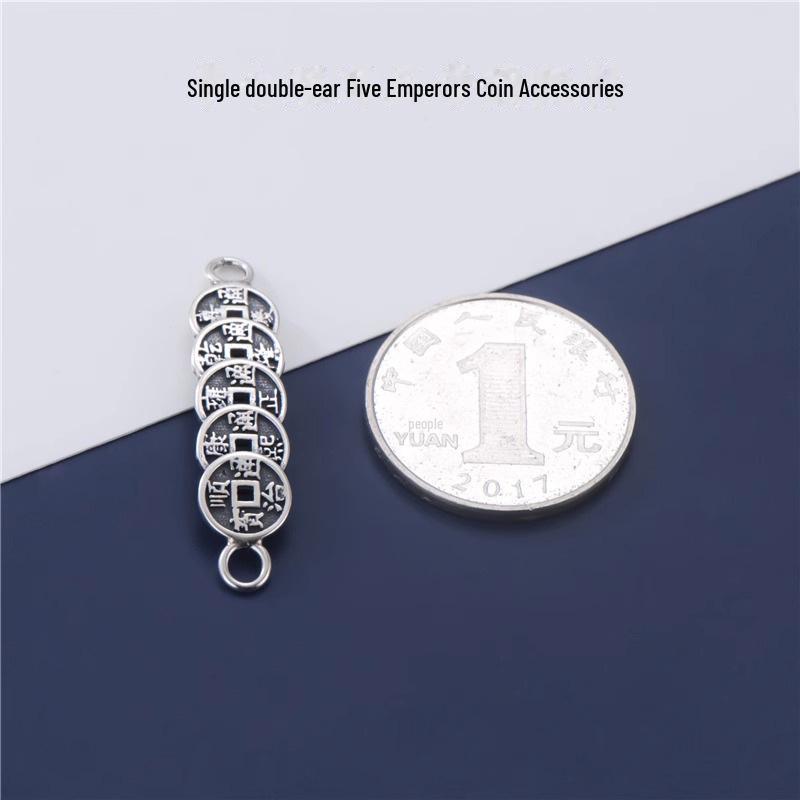 Náramek s mincemi pěti císařů pro bohatství, mír a štěstí - Pletená šňůrka s DIY knoflíkovým doplňkem