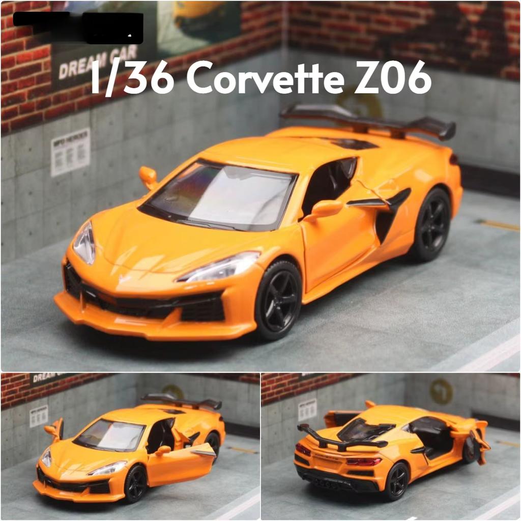 1/36 Chevrolet Corvette Z06 Toy Car Model for Children RMZ CiTY Diecast Racing Miniature Pull Back Collection Gift for Kid Boys