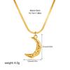 Stainless Steel 18K Gold Moon Pendant Necklace Simple Snake Bone Chain Collarbone Chain Round Square Tag