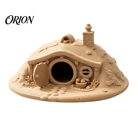 Hobbit House Ornament 3D Printed Fantasy for Small Pet Shelter, Realistic Texture Animals Hideout, Miniature Micro Landscape Halloween Home Decoration