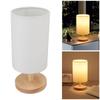 Simple Bedside Table Lamp Dimmable LED Retro Fabric Wooden Bedside Nightstand Lamp for Bedroom