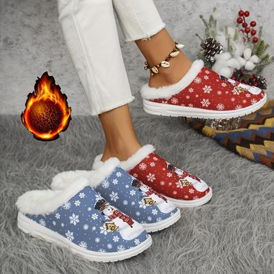 Pantofole Invernali da Donna Antiscivolo Suola in TPR Morbide Scarpe da Casa da Interno con Design Pupazzo di Neve