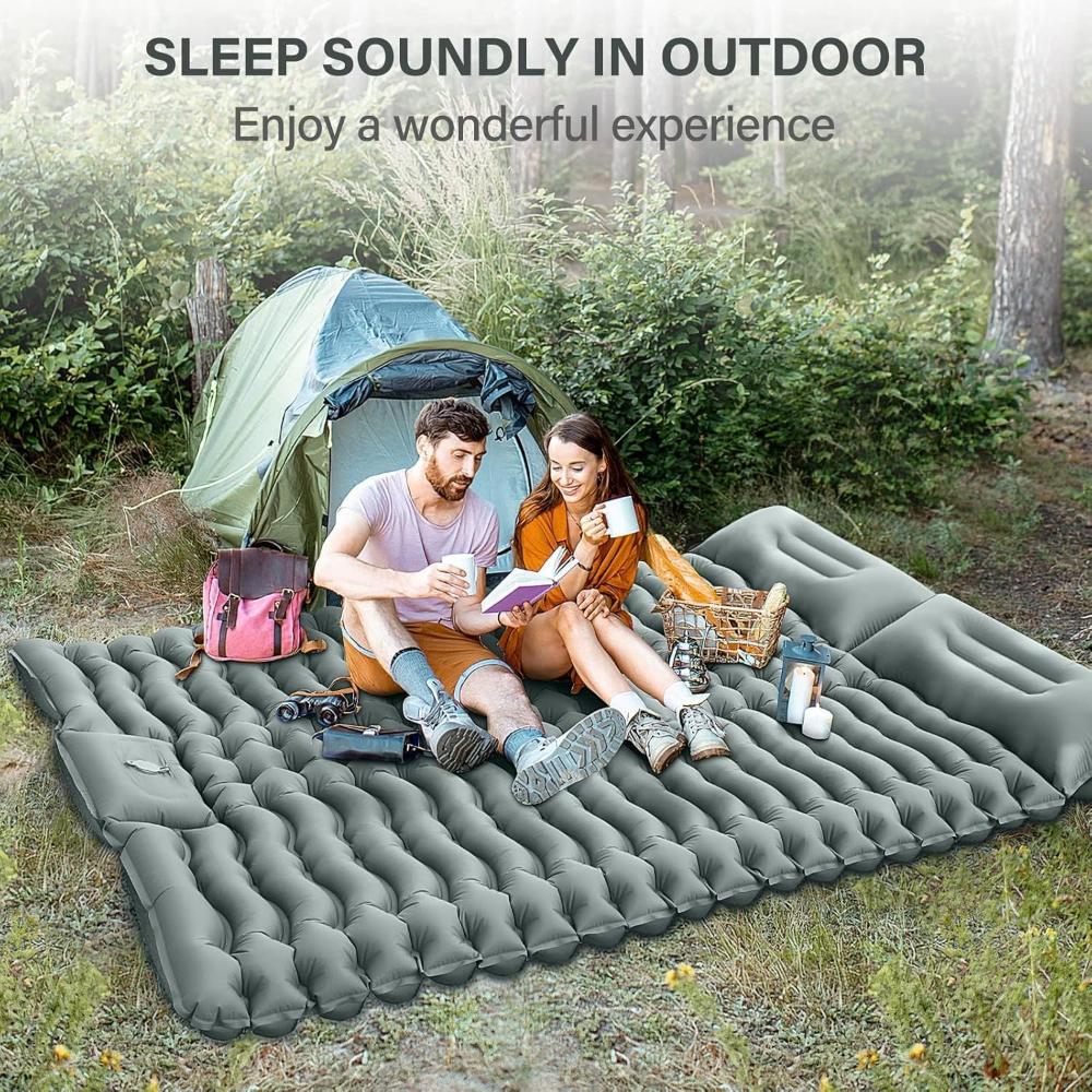 Isomatte Selbstaufblasend BESTIF Selbstaufblasende Isomatte Für 2 Personen – Ultraleichte Camping-Luftmatratze Mit Kissen & Pumpe