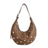 Borsa a ravioli dal design personalizzato retrò, nuova borsa a tracolla a mezzaluna alla moda con borchie da donna