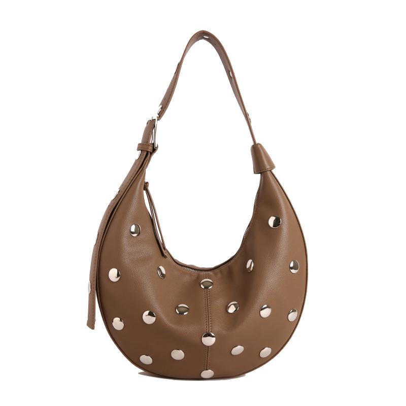 Borsa a ravioli dal design personalizzato retrò, nuova borsa a tracolla a mezzaluna alla moda con borchie da donna