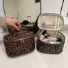 New Fashion Leopard Print Makeup Pouch Large Portable Cosmetic Earphone Bag for Travel Cute Stylish Organizer for Schoolgirls