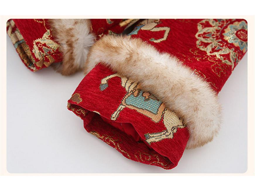 Girls' Winter 2025 New Year's Outfit with Fur Trim - Festive Baby Girl Clothing Set