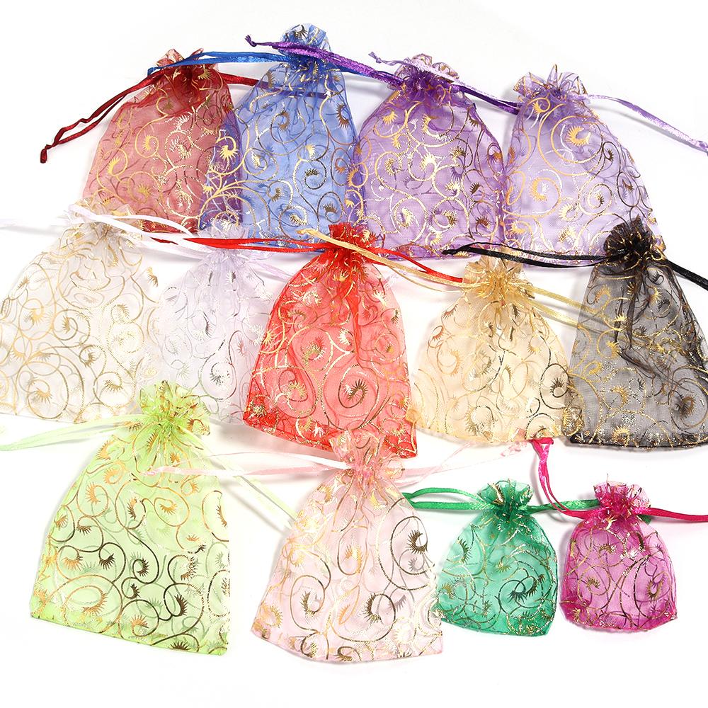 10pcs Drawstring Organza Bags Colorful Jewelry Packaging Bags For Wedding Party Birthday Christmas Gifts Candy Pouches Wholesale