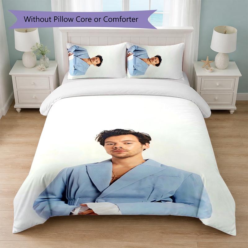 Set Copripiumino 3 Pezzi Stampa Harry Styles 1 Copripiumino e 2 Federe Biancheria da Letto Morbida per Camera da Letto Domestica