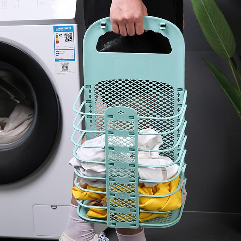 Plastic Storage Frame Foldable Dirty Clothes Basket Household Non Perforated Bathroom Wall Mounted Laundry Basket Clothes Basket