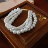 Baroque four-row imitation pearl choker necklace French retro niche high-end necklace