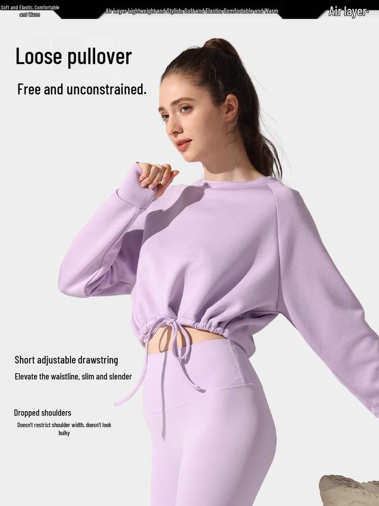 Crew Neck Warm Sweatshirt Jacket: Autumn/Winter, Loose Fit, Long Sleeve, Casual Drawstring, Fitness & Yoga Wear.