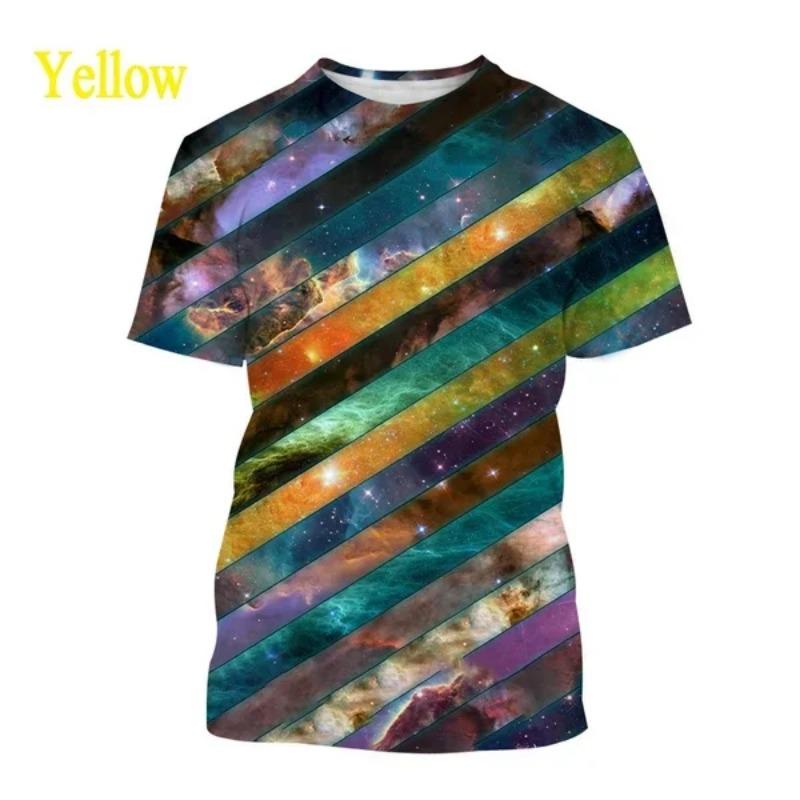 New Fashion Stripes Vertigo Casual Round Collar Unisex Short Sleeve Colorful Striped Personality 3D Printing T-Shirt
