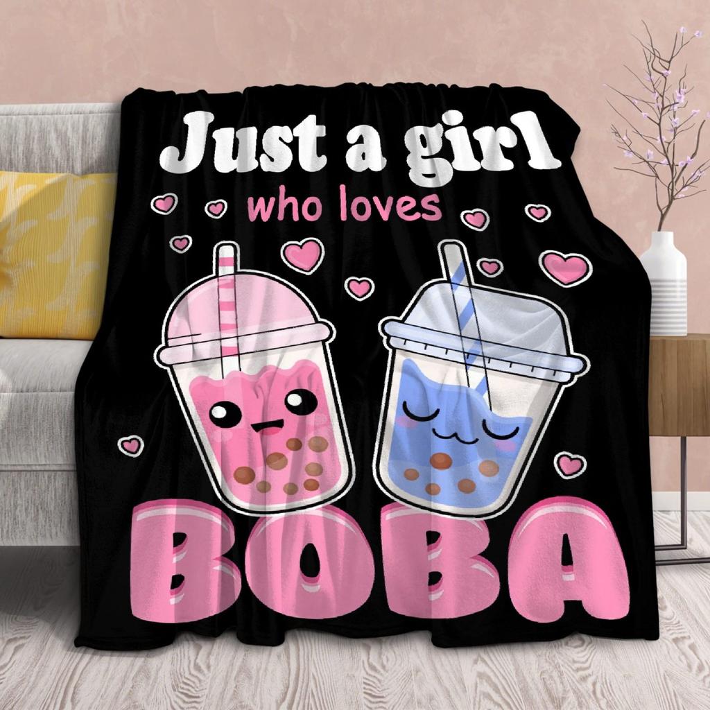 Black-themed cartoon animals Printed Blanket for Sofa Bed Travel Camping Living Room Office Conditioning Blanket