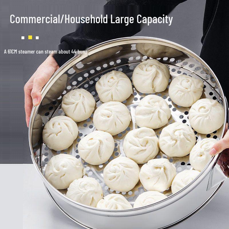 Large-Capacity Stainless Steel Steamer Basket for Fish and Buns