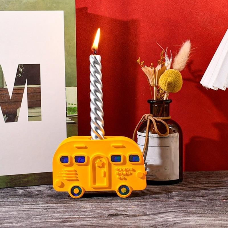 Versatile Buses Candle Holder Mold Detailed Silicone Bus Candle Stand Mold for Handcraft Lovers and DIY Enthusiasts