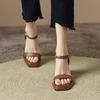 Summer Simple Word with Open-toed Square Head Thick Heel Sandals Ankle Wrap with Commuter High Heels