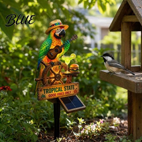 Ornement Solaire Unique pour Jardin Forme Perroquet Lumière avec Piquet de Sol Étanche Extérieur Cour Éclairage Automatique Chemin Éclairage pour Pelouse