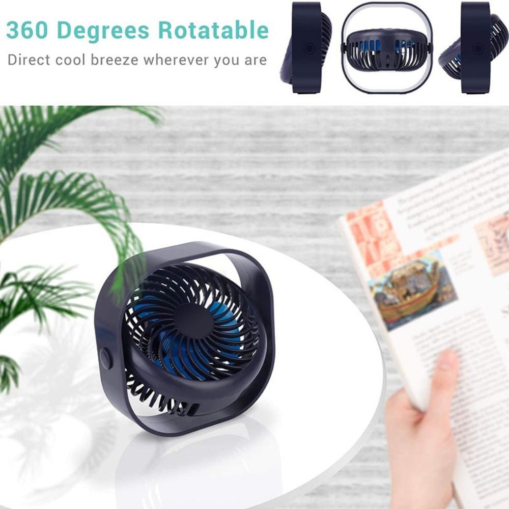 Portable Mini USB Battery Operated Table Fan 3 Speeds Quiet Powerful Desktop Fan for Home Office Car Outdoor Use