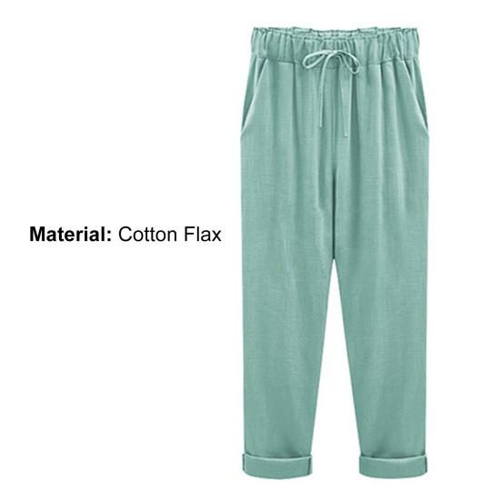 Thin Elastic Waist Women Trousers Side Pockets Drawstring Wide Leg Casual Trousers Ladies Clothing
